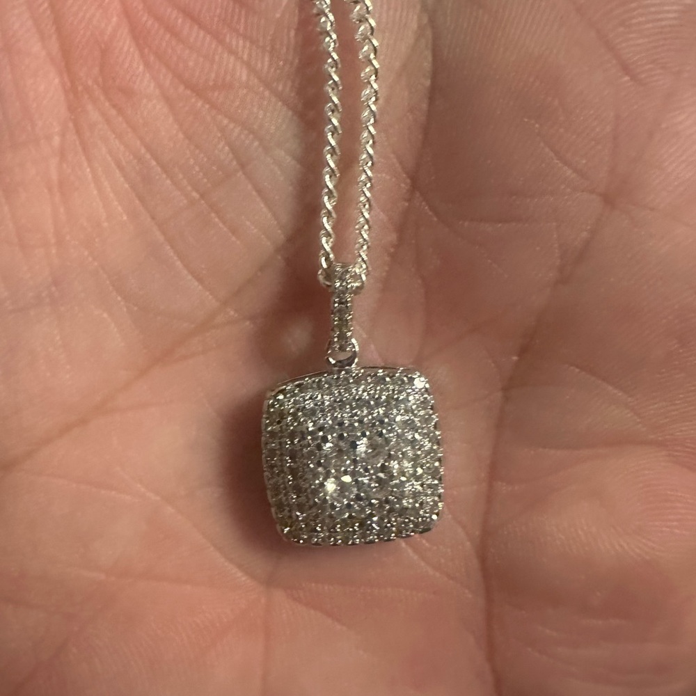 Sterling silver lab created diamond necklace 22 inch chain cost a lot